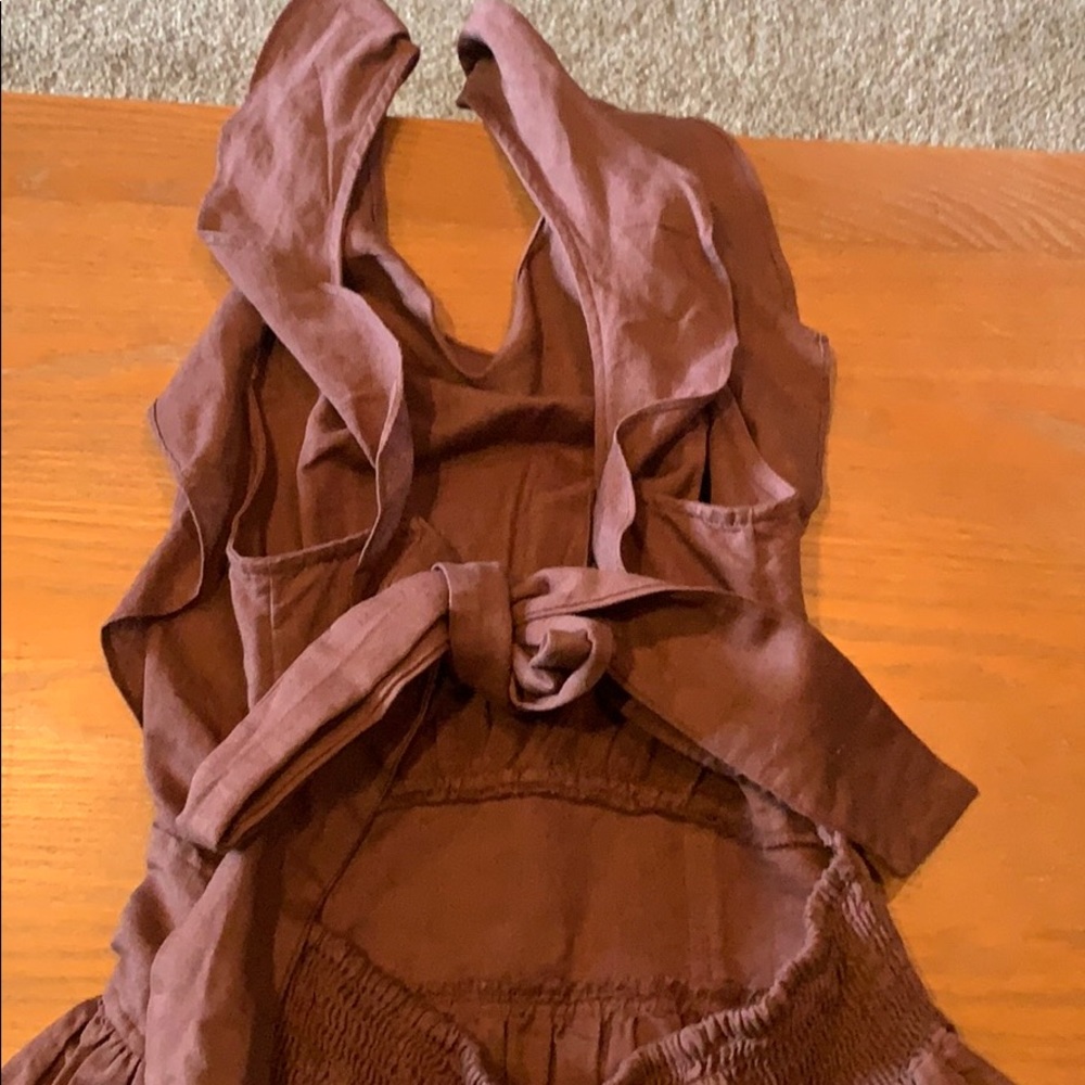 Brown linen mini free people dress - Picture 3 of 4
